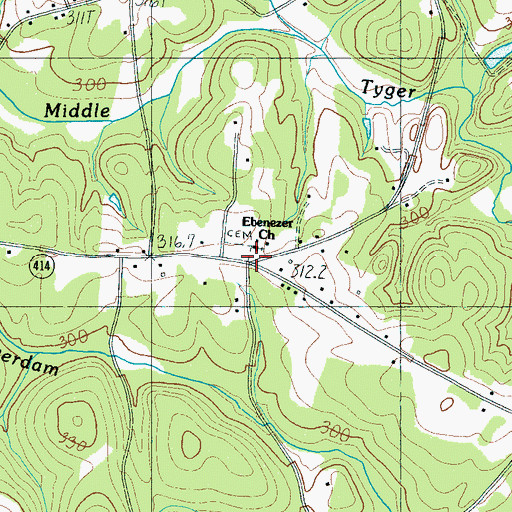 Topographic Map of Ebenezer Church, SC