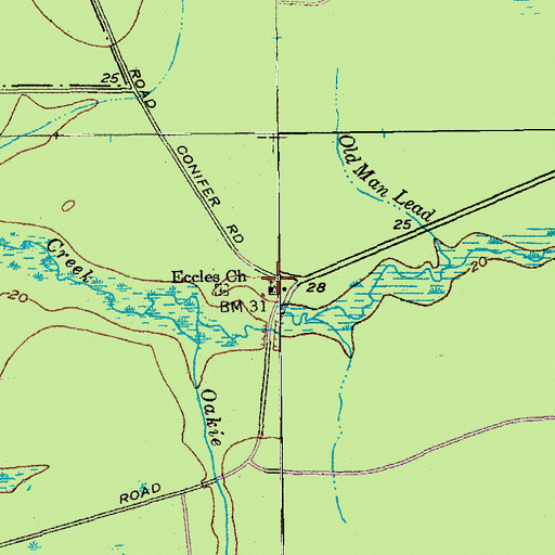 Topographic Map of Eccles Church, SC