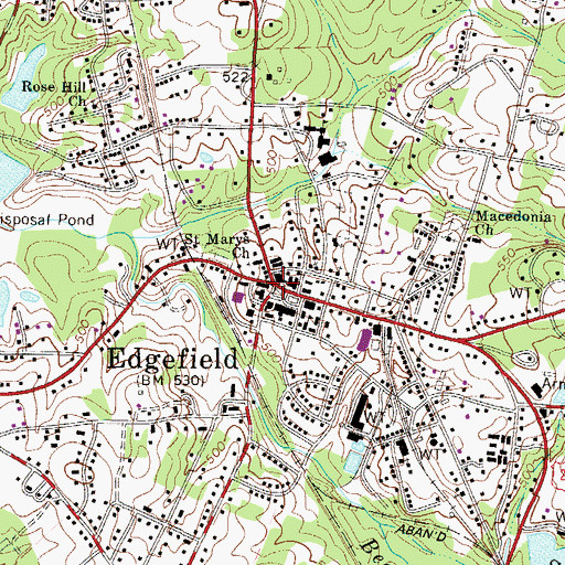 Topographic Map of Edgefield, SC