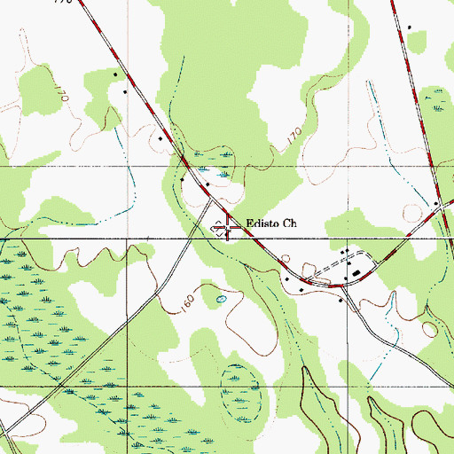 Topographic Map of Edisto Baptist Church, SC