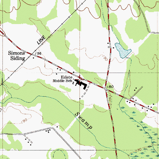 Topographic Map of Edisto Middle School, SC