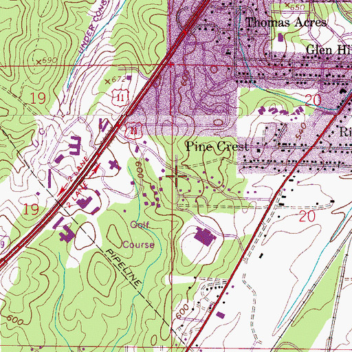 Topographic Map of Pine Crest, AL