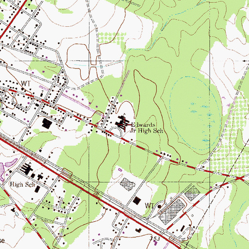 Topographic Map of Edwards Junior High School, SC