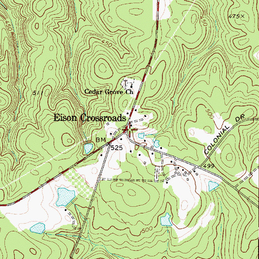 Topographic Map of Eison Crossroads, SC