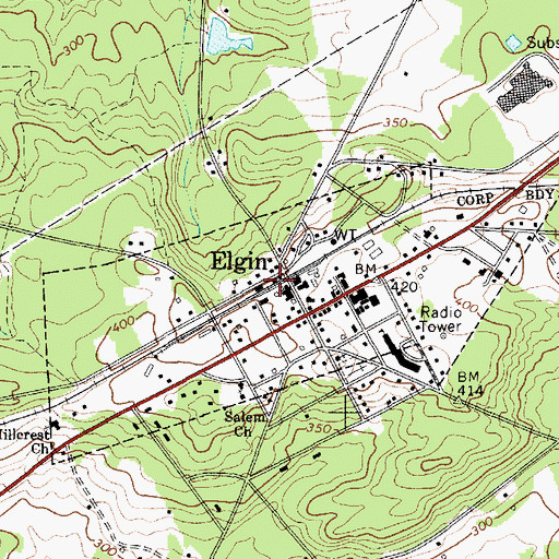 Topographic Map of Elgin, SC