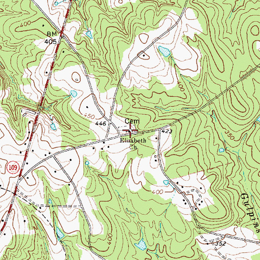 Topographic Map of Elizabeth Baptist Church, SC