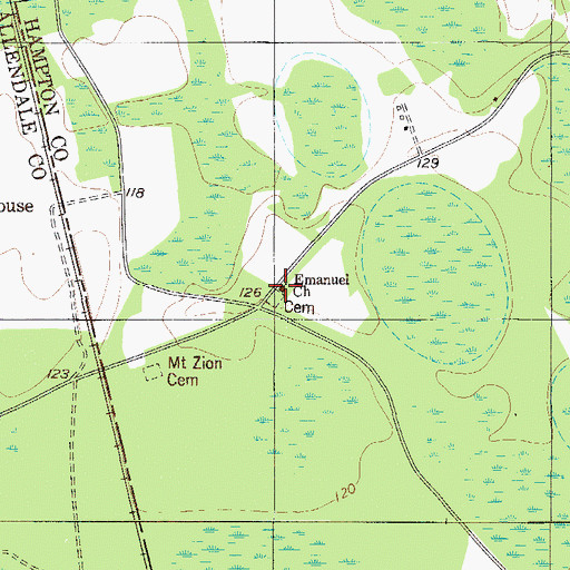 Topographic Map of Emanuel Church, SC