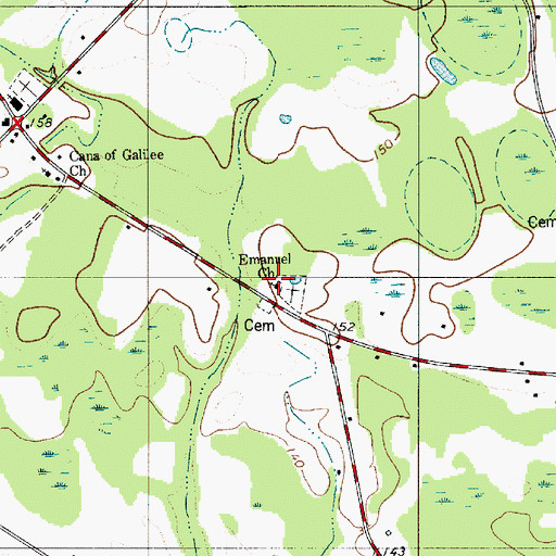 Topographic Map of Emanuel Church, SC