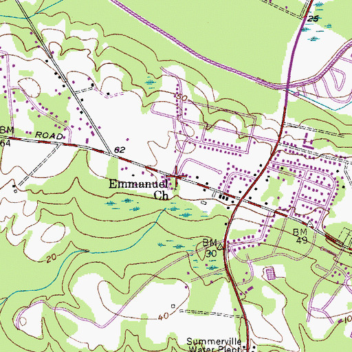 Topographic Map of Emmanuel Church, SC