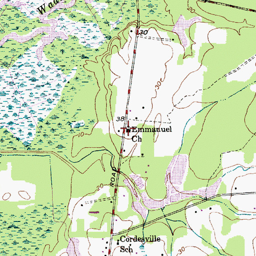 Topographic Map of Emmanuel Church, SC
