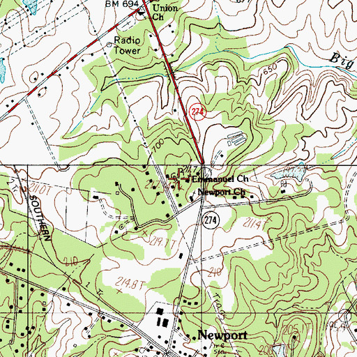 Topographic Map of Emmanuel School (historical), SC
