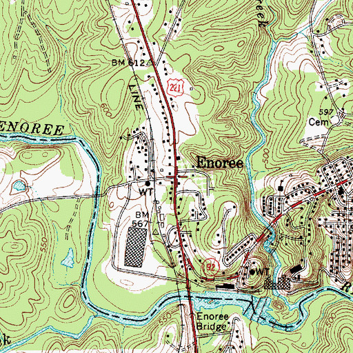 Topographic Map of Enoree, SC