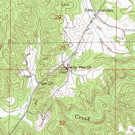 Topographic Map of Pine Flat Church, AL