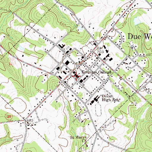 Topographic Map of Erskine College, SC