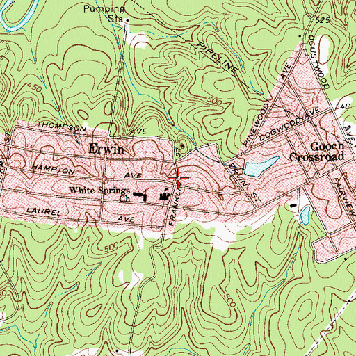 Topographic Map of Erwin, SC