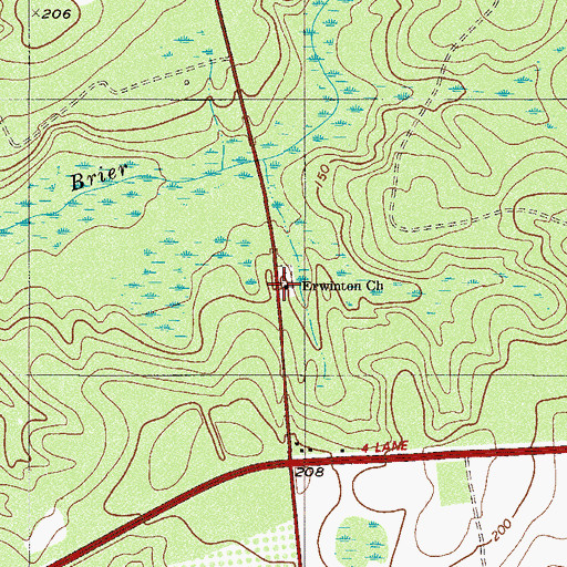 Topographic Map of Erwinton Church, SC