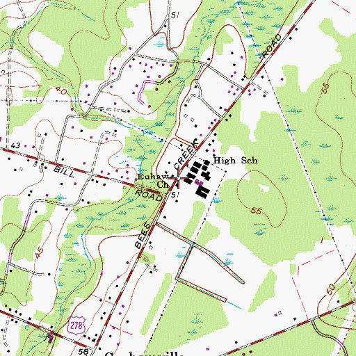 Topographic Map of Euhaw Church, SC