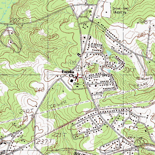 Topographic Map of Eureka Baptist Church, SC