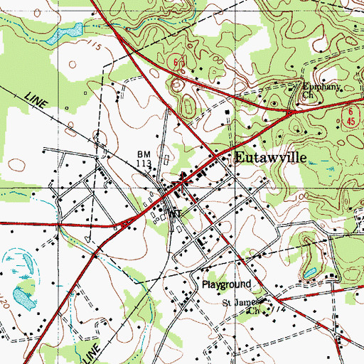 Topographic Map of Eutawville, SC
