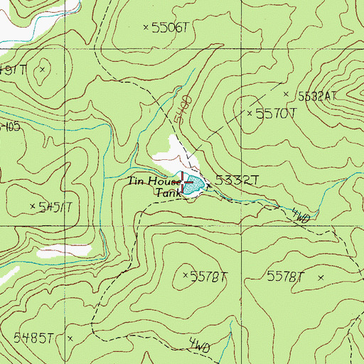 Topographic Map of Tin House Tank, AZ