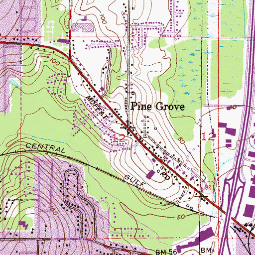 Topographic Map of Pine Grove, AL