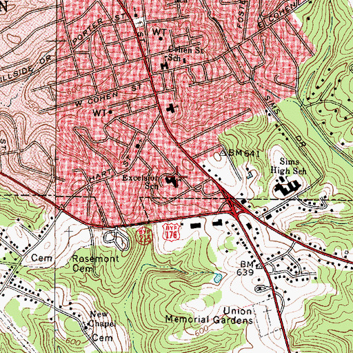Topographic Map of Excelsior Elementary School, SC