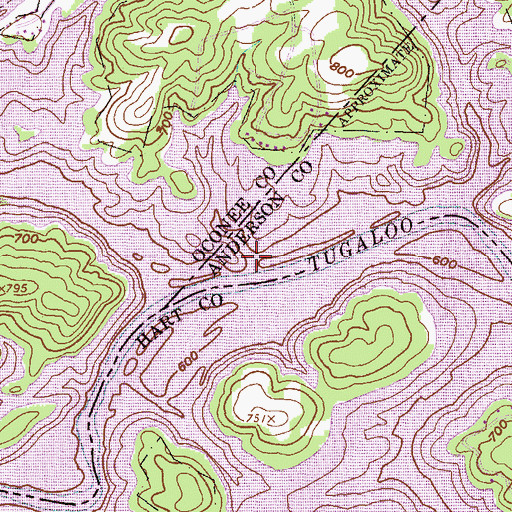 Topographic Map of Fair Play Creek, SC