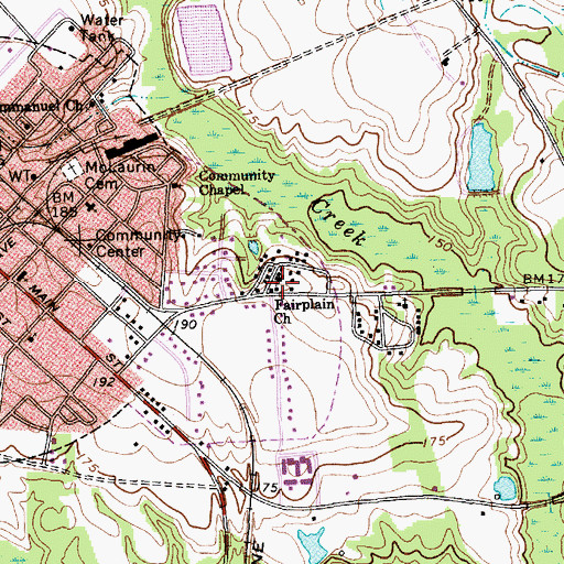 Topographic Map of Fairplain Church, SC