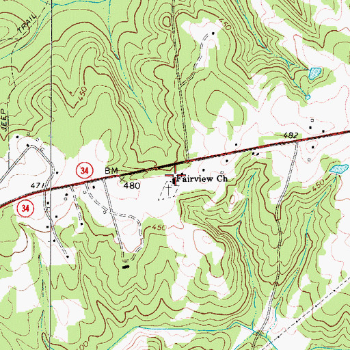 Topographic Map of Fairview Church, SC