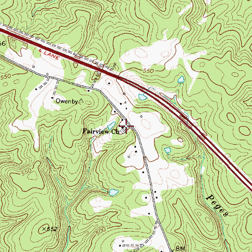 Topographic Map of Fairview Church, SC