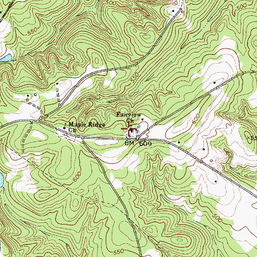 Topographic Map of Fairview Baptist Church, SC