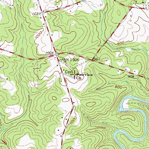 Topographic Map of Fairview Baptist Church, SC