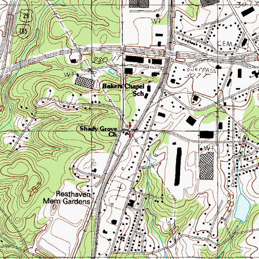 Topographic Map of Shady Grove Church, SC