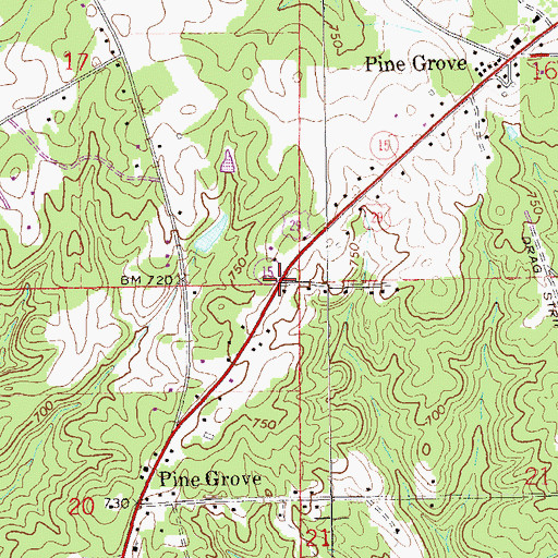 Topographic Map of Pine Grove, AL
