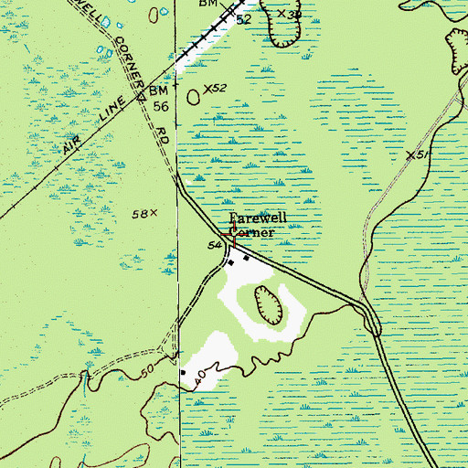 Topographic Map of Farewell Corner, SC