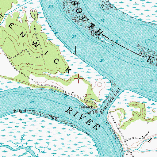 Topographic Map of Fenwick Island, SC