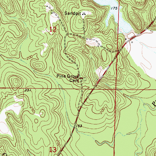 Topographic Map of Pine Grove Cemetery, AL