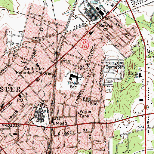 Topographic Map of Finley School, SC