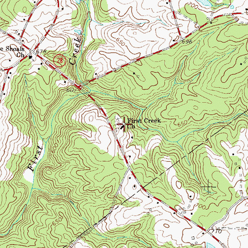 Topographic Map of First Creek Baptist Church, SC