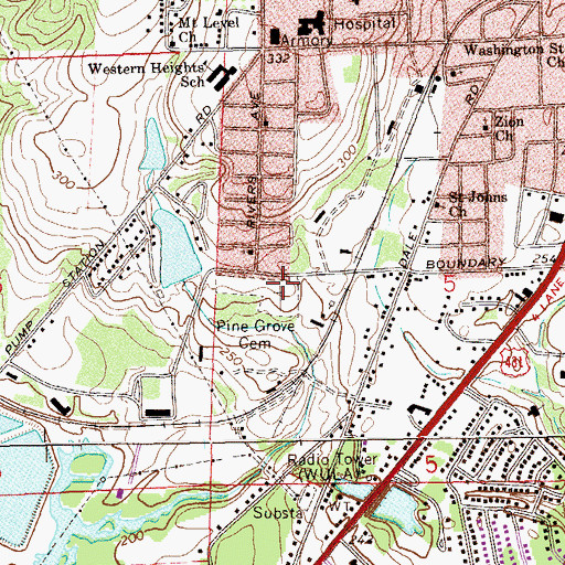 Topographic Map of Pine Grove Cemetery, AL