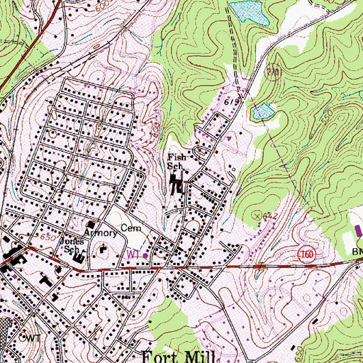 Topographic Map of Fish School, SC
