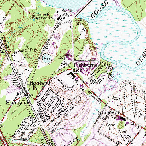Topographic Map of Fishburne Elementary School, SC
