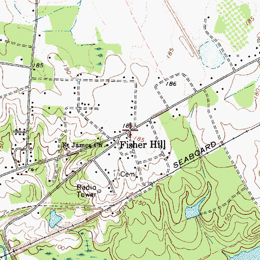 Topographic Map of Fisher Hill, SC