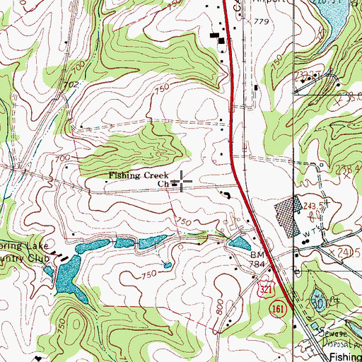 Topographic Map of Fishing Creek Baptist Church, SC