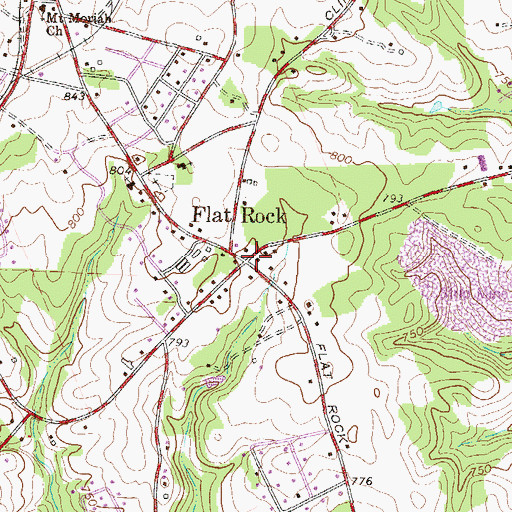 Topographic Map of Flat Rock, SC