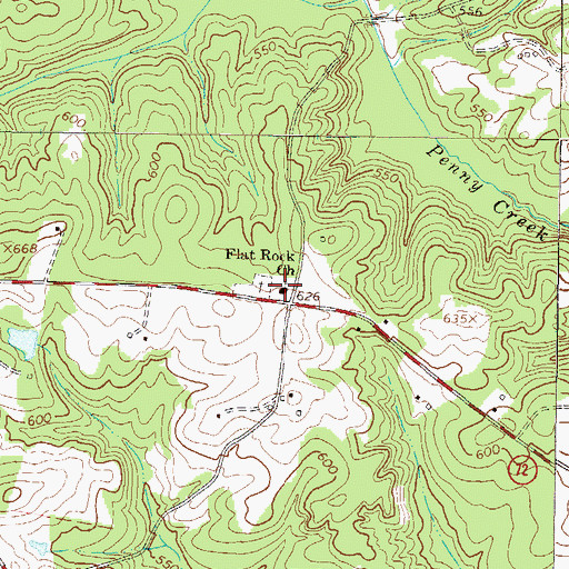 Topographic Map of Flat Rock Church, SC