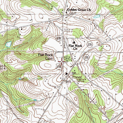 Topographic Map of Flat Rock Baptist Church, SC