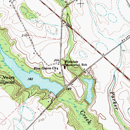 Topographic Map of Fletcher Memorial School, SC