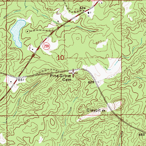 Topographic Map of Pine Grove Cemetery, AL