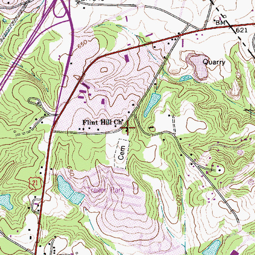 Topographic Map of Flint Hill Baptist Church, SC